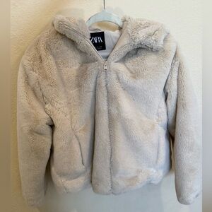 Zara Off-White Plush Jacket
